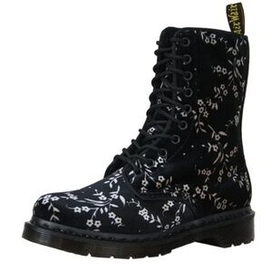 Rare Dr. Martens Avery Cherry Velvet Blossom Boots Black Size 7